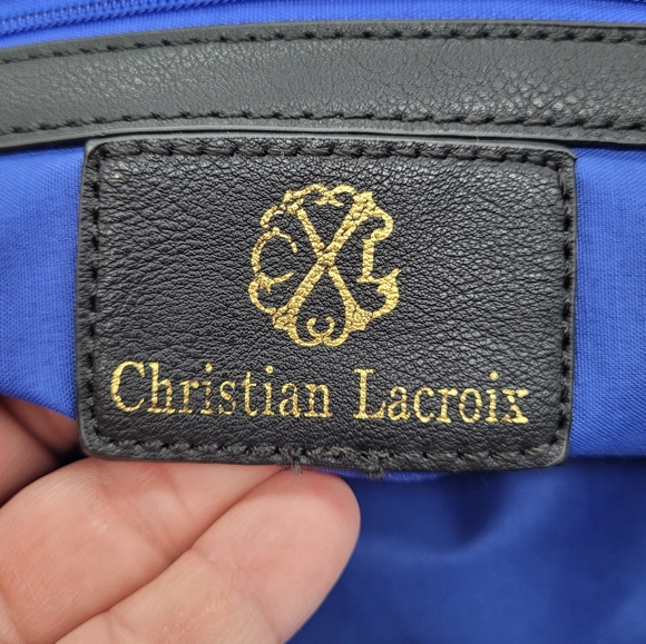 CHRISTIAN LACROIX | faux/ vegan leather camera saddle shoulder bag purse - Picture 7 of 11